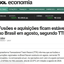 Fuses e aquisies ficam estveis no Brasil em agosto, segundo TTR